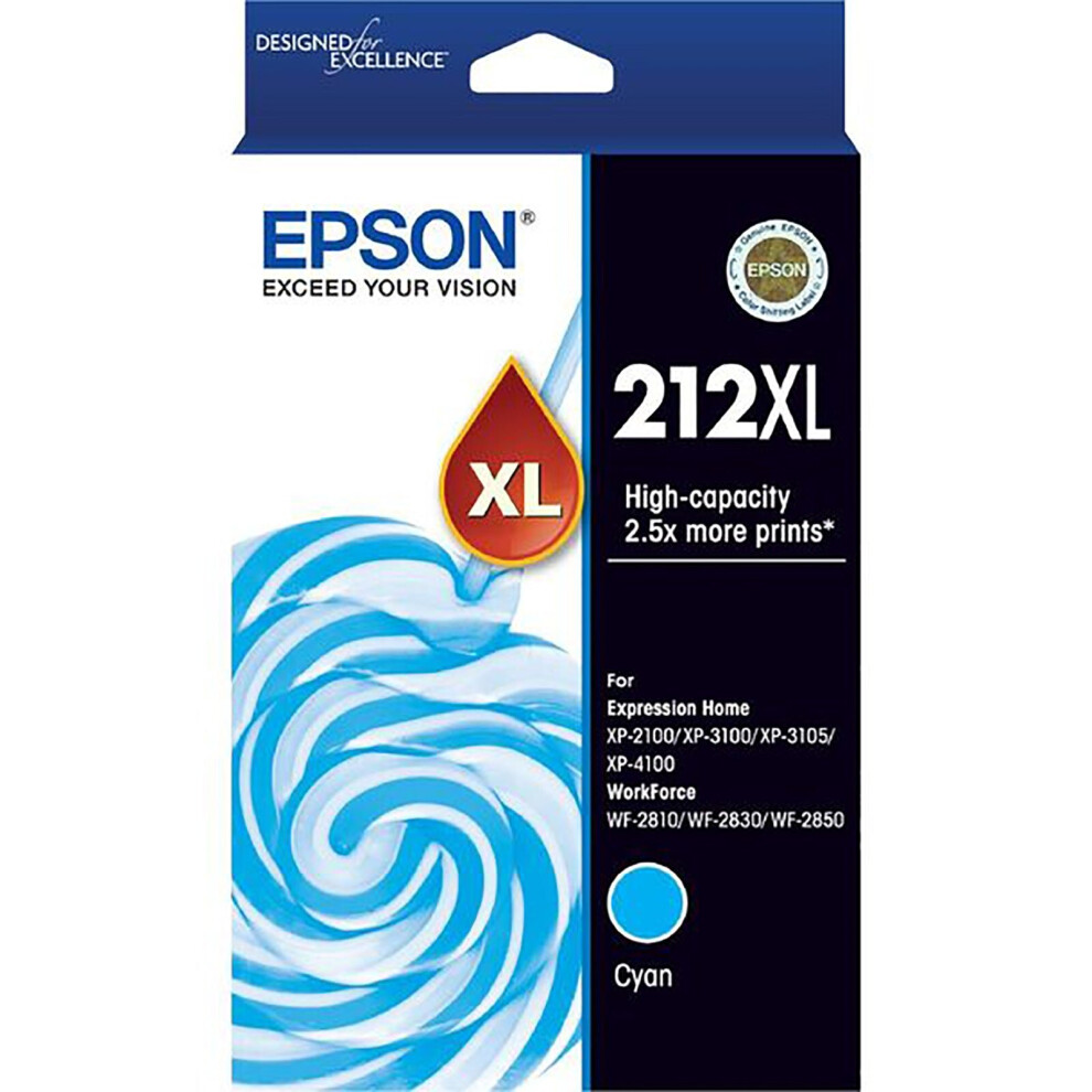 GENUINE Original Epson 212XL Cyan High Capacity Ink Cartridge Toner C13T02X292