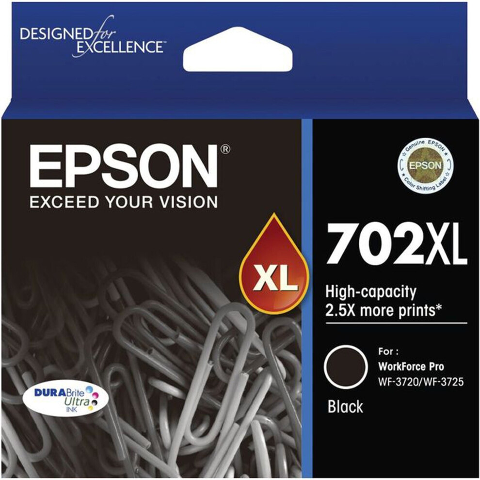 GENUINE Original Epson 702XL Black Ink Cartridge WF-3720 WF-3725 T345192