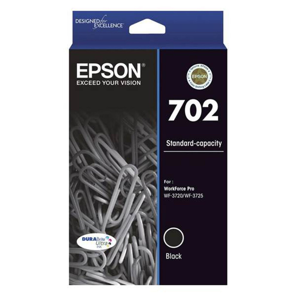 GENUINE Original Epson 702 Black Ink Cartridge Toner WF-3720 WF-3725 T344192