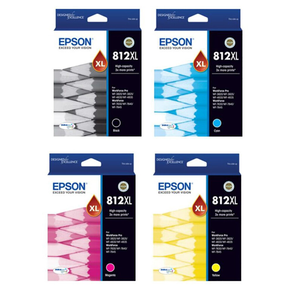 GENUINE Original Epson 812XL Ink Cartridge Value Pack Black Cyan Magenta Yellow