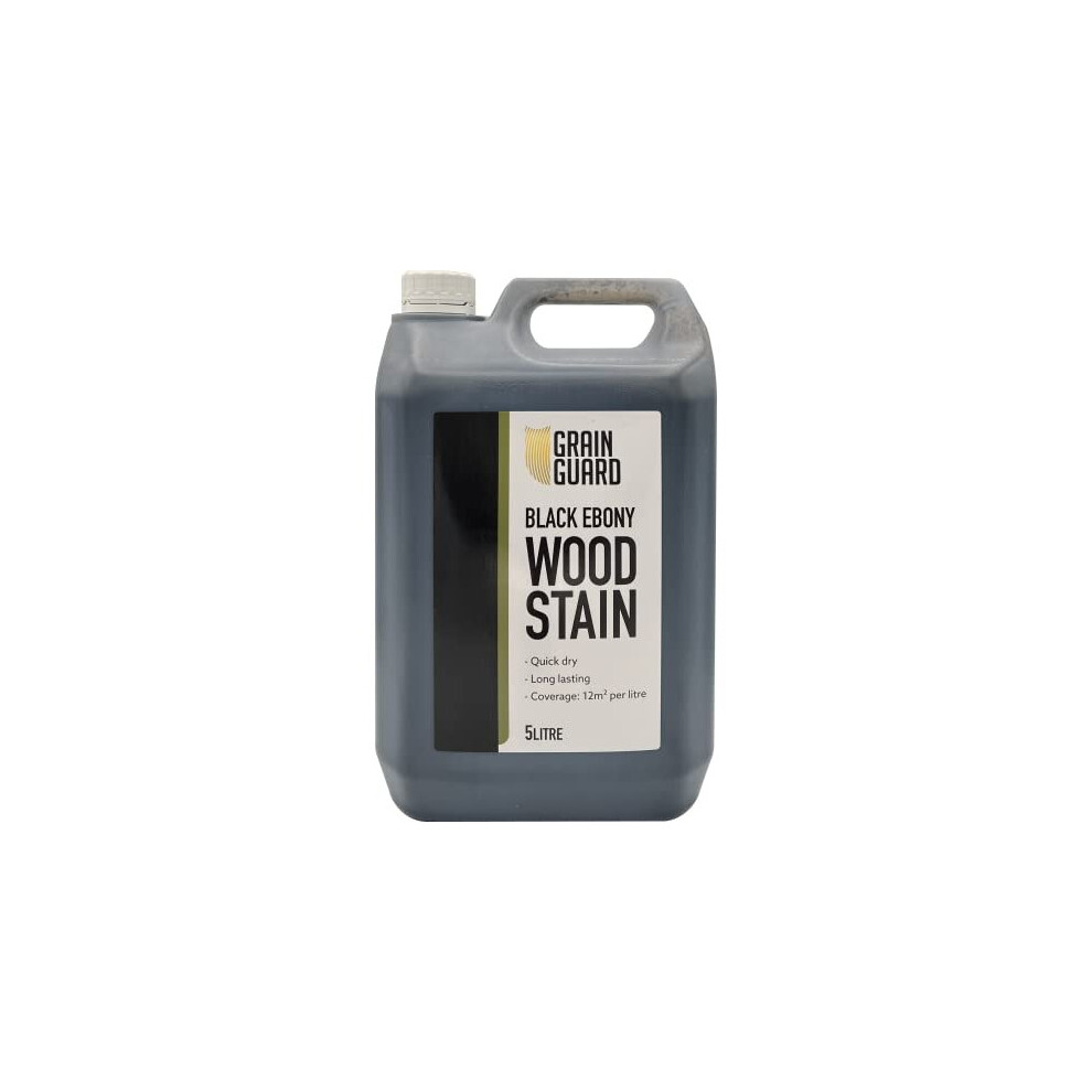 (5 Litre, Black Ebony) GRAIN GUARD Wood Stain | Water Based | Interior & Exterior Use
