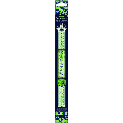 Helix Oxford Geo Folding 30cm Ruler - Green