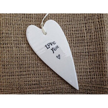 East of India Ceramic Heart " Love You"