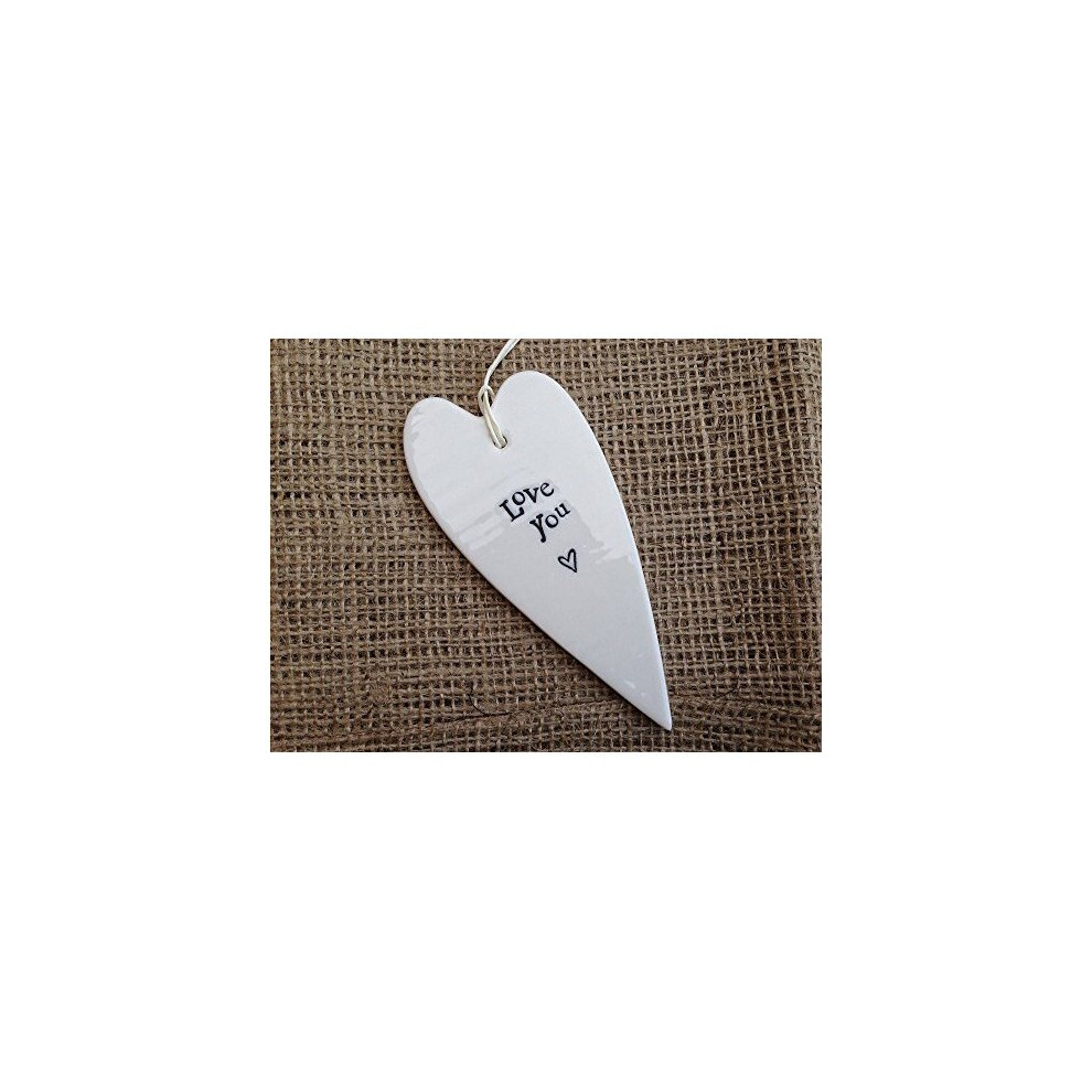 East Of India Ceramic Heart " Love You"