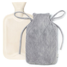 (GREY) LIVIVO 2L Hot Water Bottle with a Faux Fur Fleece Cover