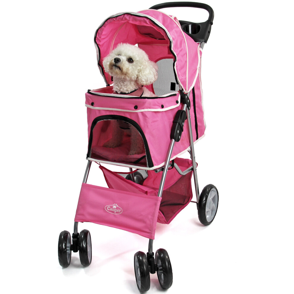 Pet Dog Puppy Stroller Pushchair Pram in Pink Actiaspet