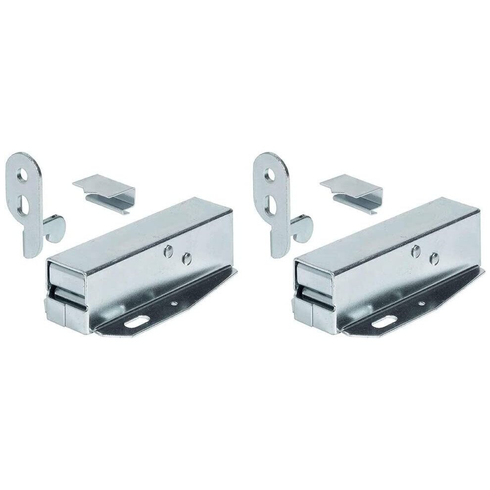 x2 Tutch Latch Automatic Spring Catch for Press to Open Cupboard Doors and Loft Attic Hatches, Bright Galvanised Steel, Counterpiece + Catch