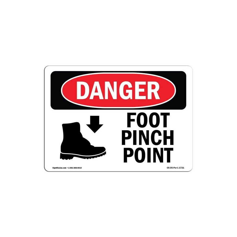 SignMission OS-DS-A-1014-L-1721 10 x 14 in. OSHA Danger Sign - Foot Pinch Point-image-OPC-PB56TTF-NEW