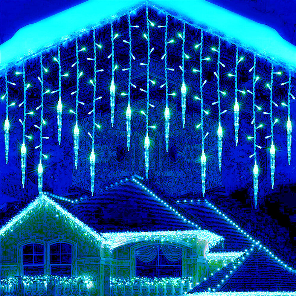 (Blue) 96LED Christmas decoration icicle lights outdoor patio decoration