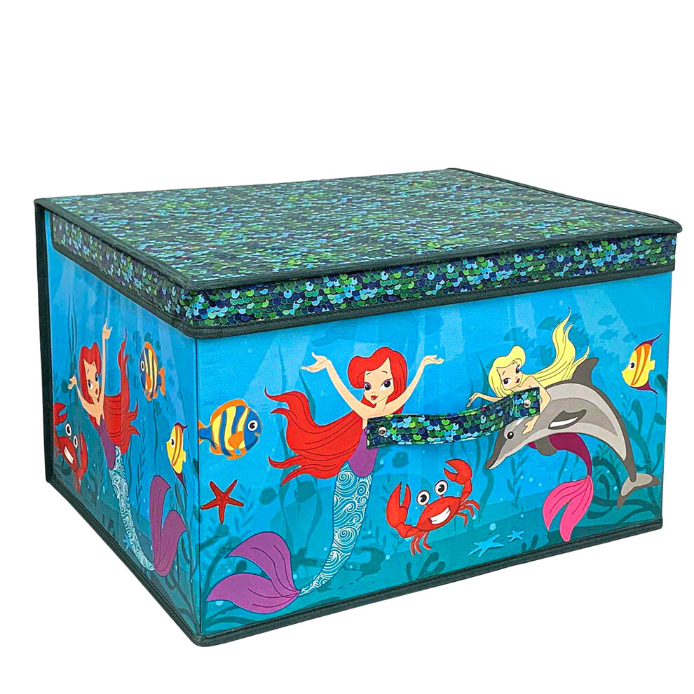 (Mermaid) The Magic Toy Shop Large Collapsible Storage Box Folding Jumbo Storage Chest Kids Room Toy Box