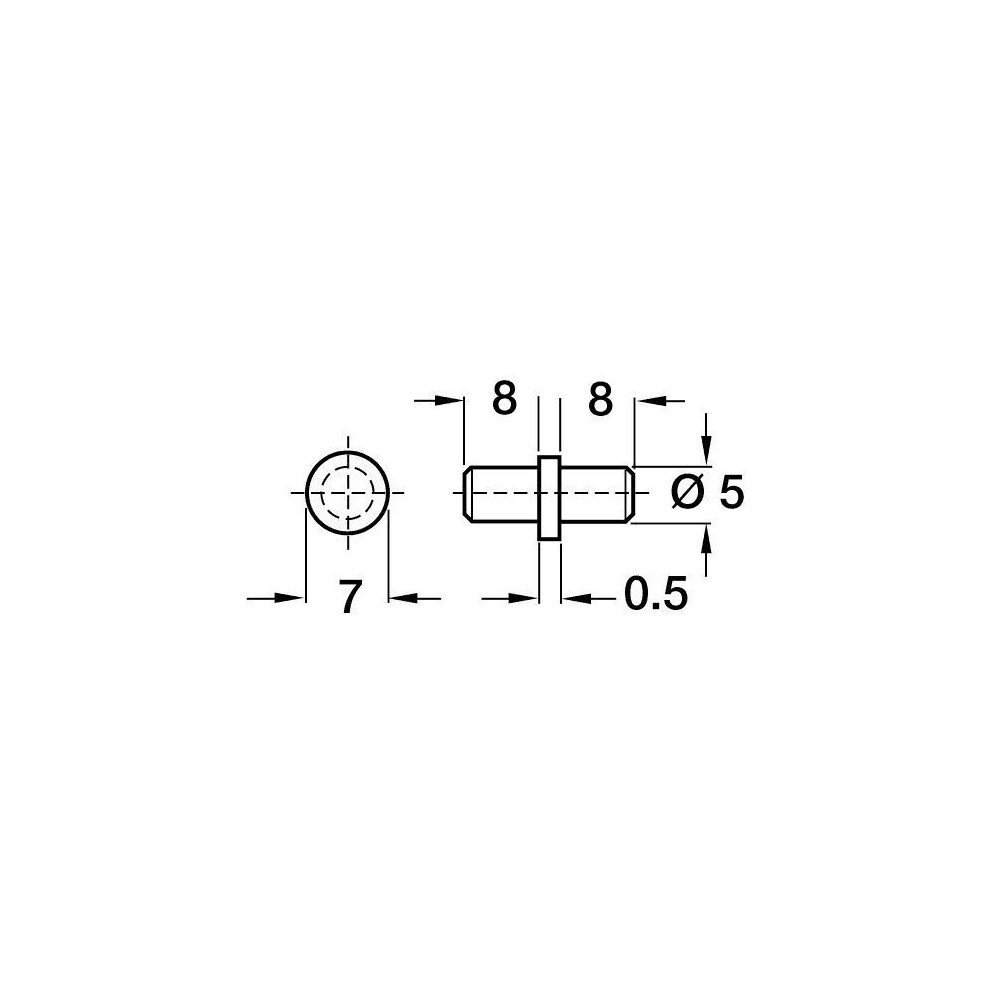 28 X 5 Mm Steel Shelf Support Pins (Suki), Steel Pin 610370739341