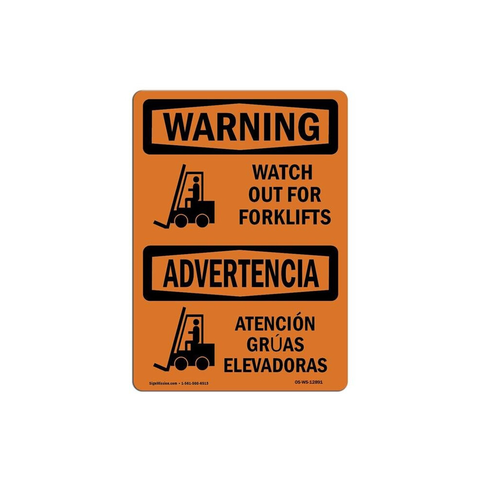 SignMission OS-WS-A-710-L-12891 7 x 10 in. OSHA Warning Sign - Watch Out for Forklifts Symbol Bilingual-image-OPC-PB57PFY-NEW