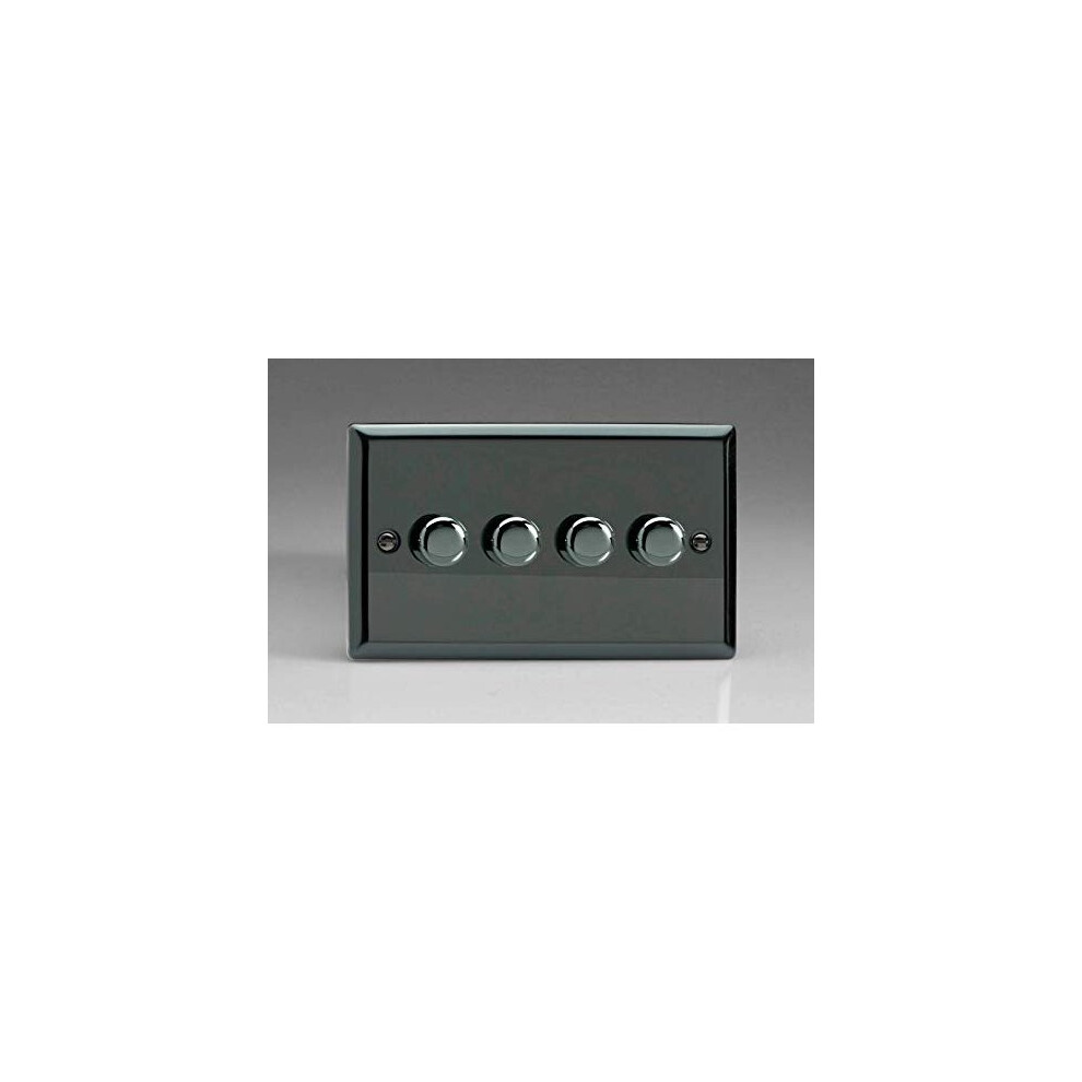 Varilight Classic V-Pro Iridium Black 4 Gang Led Trailing Edge Dimmer Switch 1 Or 2 Way 5021575931044