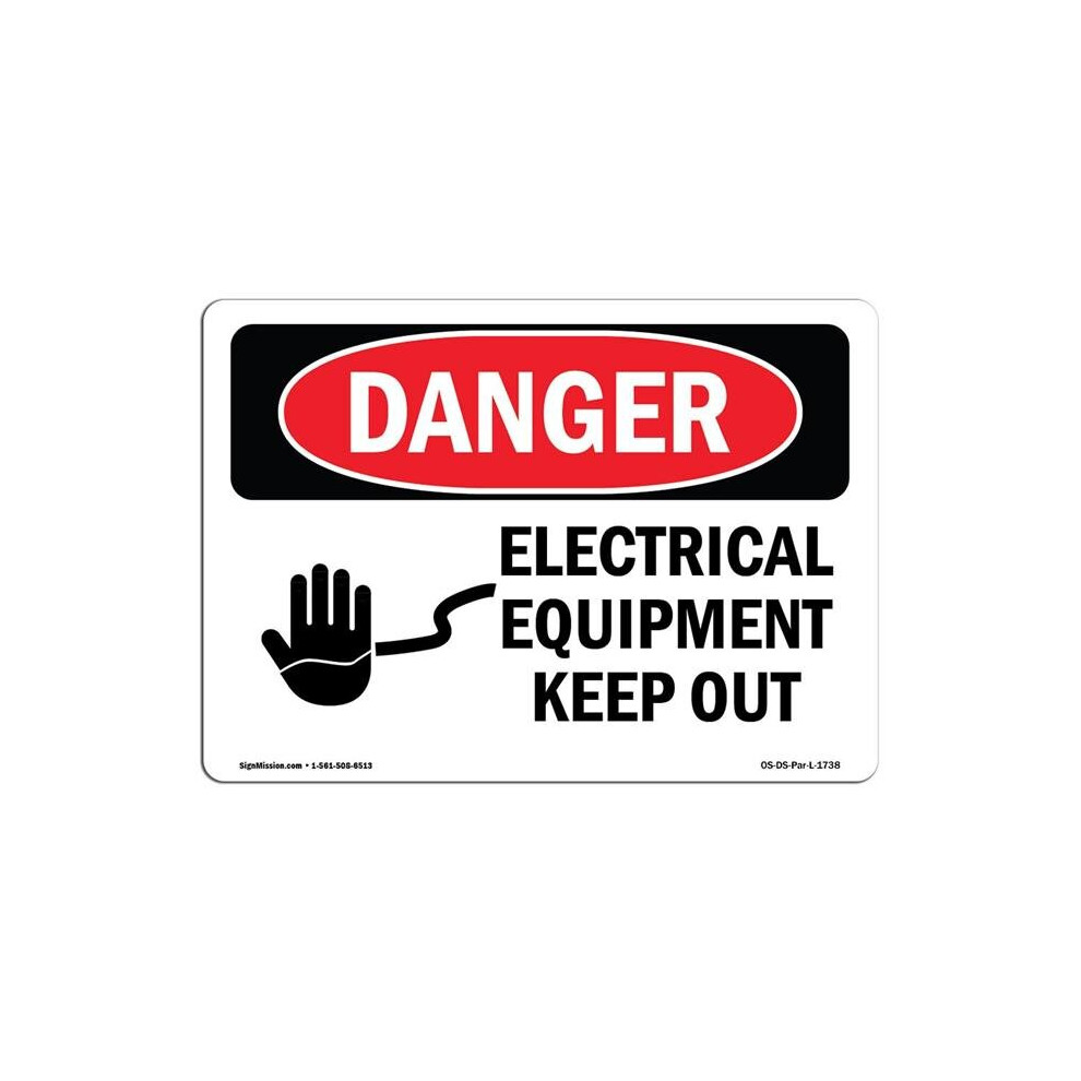 SignMission OS-DS-A-1014-L-1738 10 x 14 in. OSHA Danger Sign - Electrical Equipment Keep Out-image-OPC-PB57PBM-NEW
