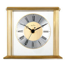 Acctim Hamilton Mantel Clock Quartz Brushed Metal & Glass Floating Effect Energy Efficient Brass