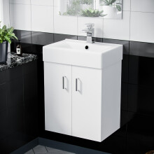 450mm White Ceramic Basin Vanity MDF Cabinet Bathroom Wall Hung Unit | Nanuya