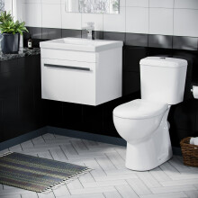 500mm Wall Hung 1 Drawer Vanity Unit Gloss White And ECO Complete Toilet Set