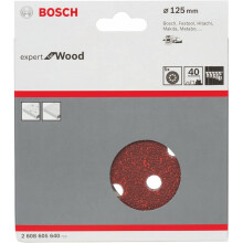 Bosch 2608605640 Sanding Discs for Wood, Velcro Type, 8 Hole, 125mm, P40 Grit, Brown, Pack of 5