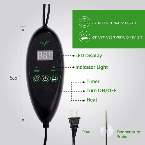 (EU Plug) Seedling Heat Mat Adjustable Plant Heating Mat With Digital Thermostat Controller 1
