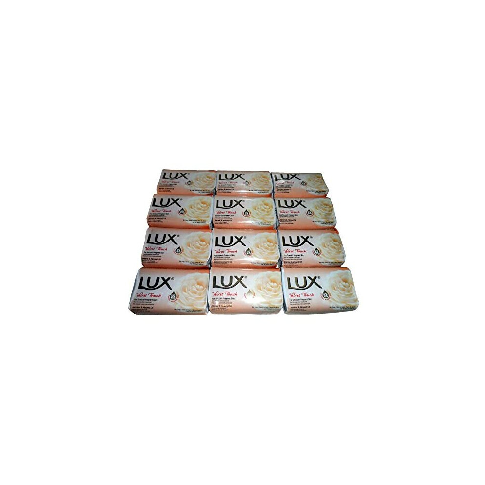 Lux 12 X Velvet Touch Soap Bars For Smooth Fragrant Of Jasmine & Almond Oil 80G