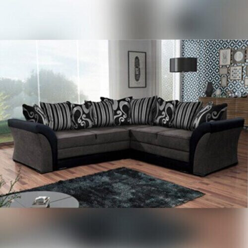 (Black/Grey) Nov Fabric Ottoman Storage Corner Sofa Bed