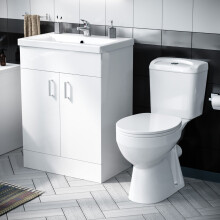 Nanuya 600mm Basin White Vanity & WC Toilet Pan, Soft Close Seat