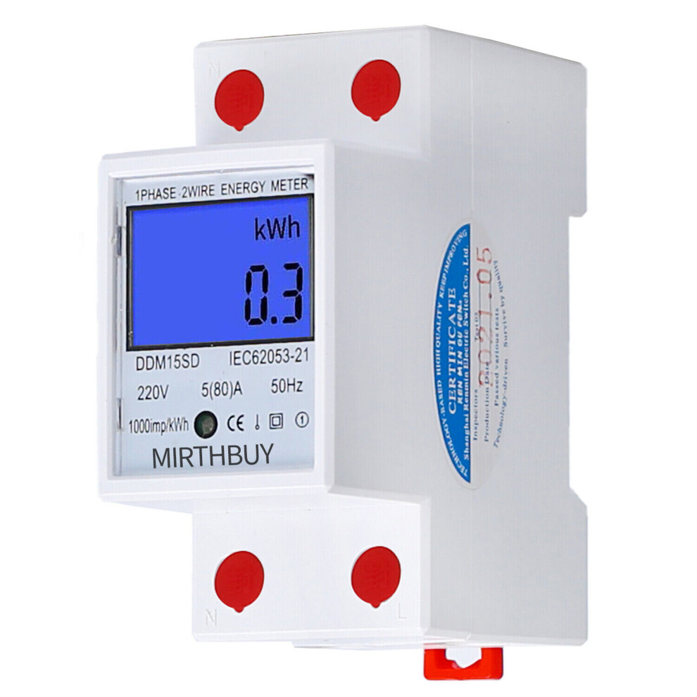 Electricity Usage Monitor Lcd Display Single Phase Energy Kwh Meter 9187940603049