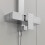 NES Home Enzo Ultra Thin Modern Bathroom Chrome Brass Square Head Cool Touch Shower Set 3