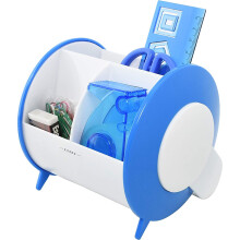 Exerz Desk Organiser with Stationery Set, 90 Degree Rotary Stationery Organiser / Pen Holder / Desk Tidy, Medium Size - Safety Scissors (NOT Sharp),