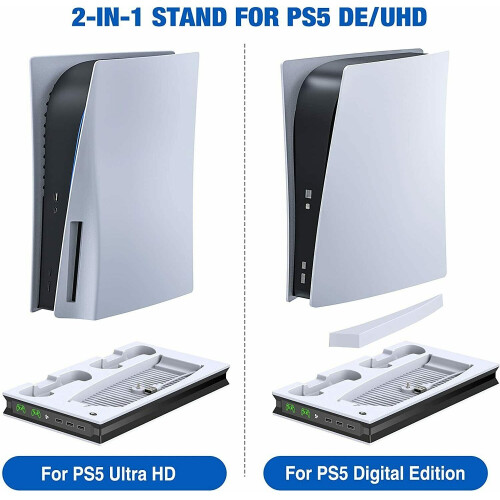 PS5 Console Stand with Cooling Fan and PS5 Controller Charging Dock 2