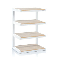 Norstone ESSE White With 4 Oak Shelves HiFi Rack Hi-Fi AV Furniture Stand