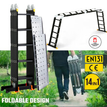 5.7M Foldable Ladder 14in1 Combination Aluminium Ladder w/Platform