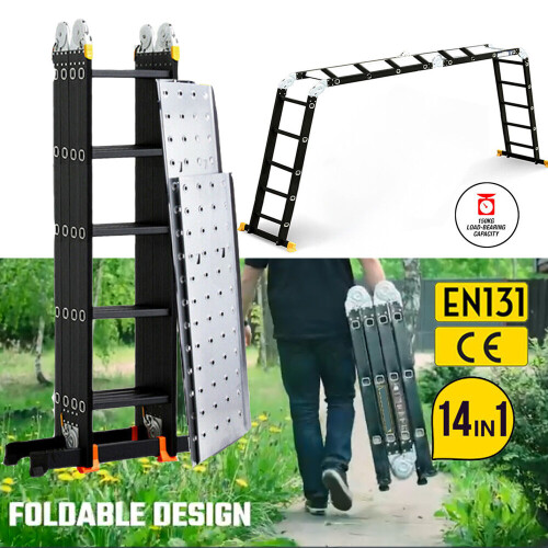 5.7M Foldable Ladder 14in1 Combination Aluminium Ladder w/Platform