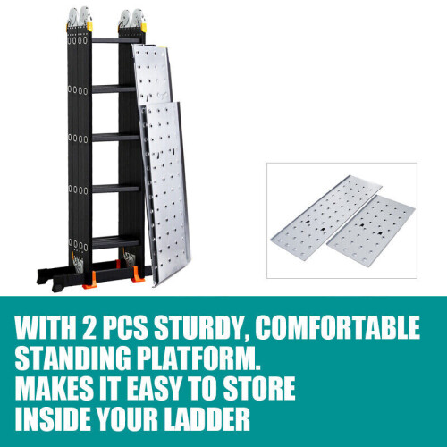 5.7M Foldable Ladder 14in1 Combination Aluminium Ladder w/Platform 1