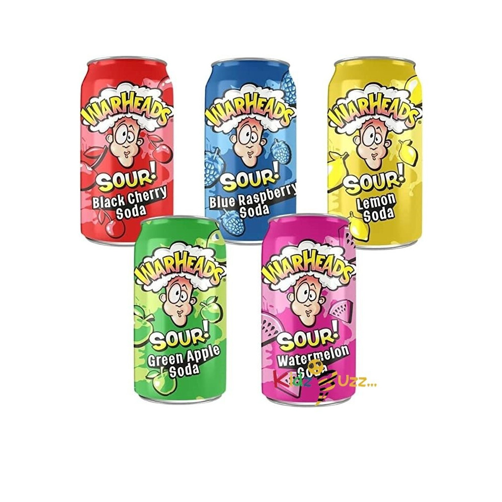 (Mix pack of flavours) Warheads Soda 355ml Cans X 12 Various flavours