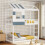 Living And Home Modern Twin Bunk Bed Slatted Board House Shaped 1