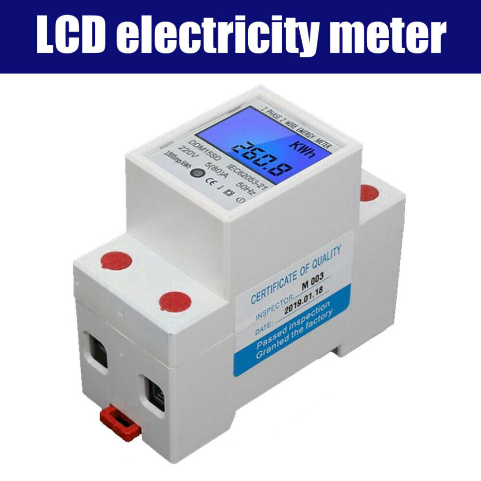 Photos - Other Hand Tools KWh Meter Single Phase Energy Meter 2 Wire 2P DIN-Rail Electric Meter