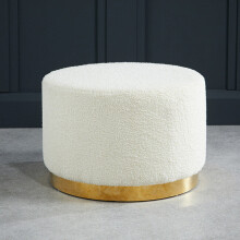 LPD LARA LARGE POUFFE TED - WHITE FABRIC