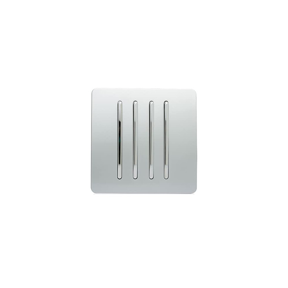 Trendi 4 Gang 1 Way Artistic Modern Glossy 10 Amp Rocker Tactile Light Switch Silver ART-SS7SI