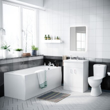 Nanuya 1700mm Bath, WC Toilet & 600 mm White Vanity Basin Cabinet