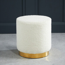 LPD LARA SMALL POUFFE TED - WHITE FABRIC
