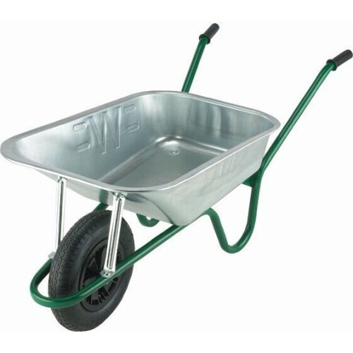 Walsall Builder Galvanised Wheelbarrow - 90 Ltr / 140kg - With Solid Wheel
