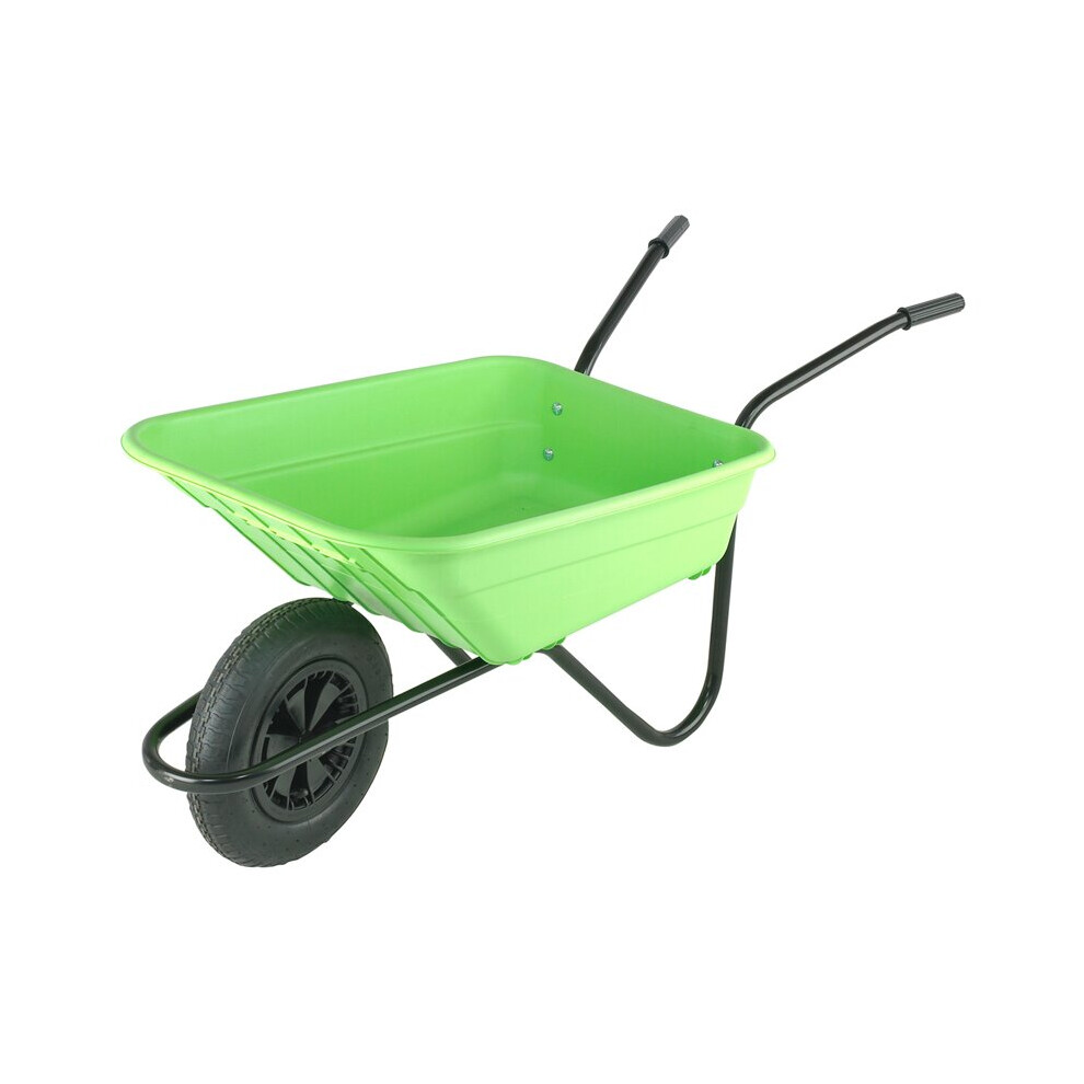 Walsall Wheelbarrows Bristol Shire Mucker Lime Wheelbarrow - 90 Ltr / 120Kg - With Solid Wheel