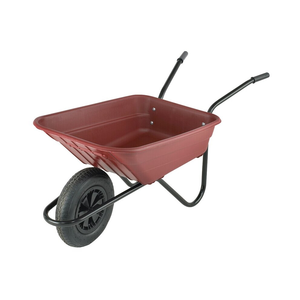 Walsall Wheelbarrows Burgundy Bristol Shire Mucker Wheelbarrow - 90 Ltr / 120Kg - With Solid Wheel
