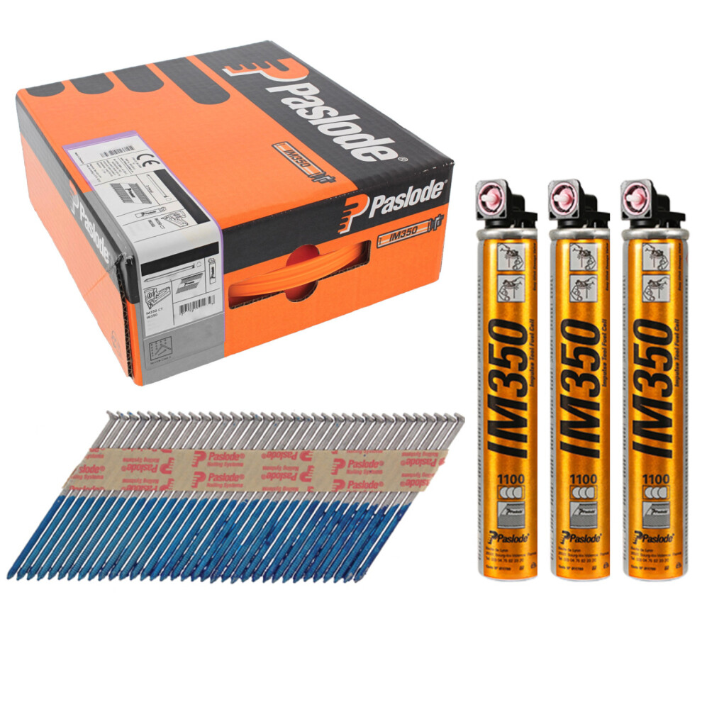 Paslode Im350+ Ring Shank Hot Dipped Galvanised Nails - 2.8 X 63Mm (3300 Box + 3 Fuel Cells) 5701291412118