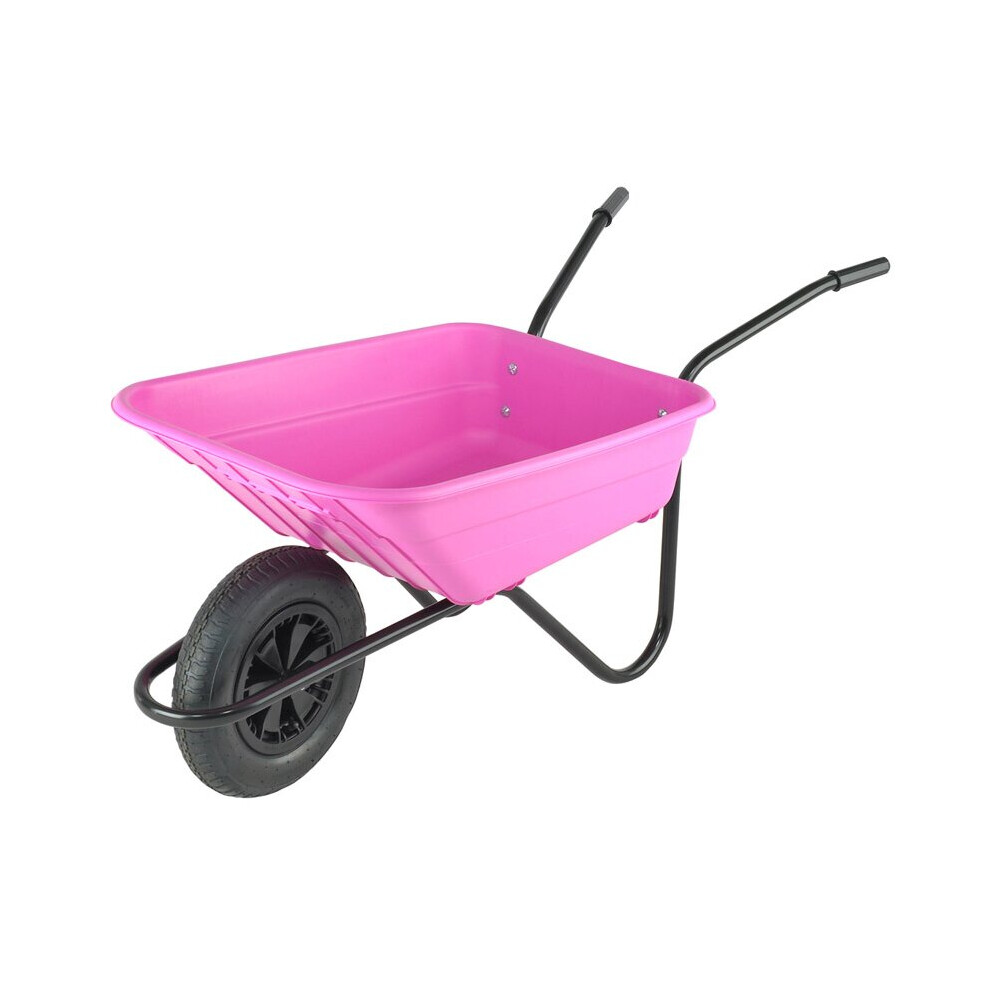 Walsall Wheelbarrows Pink Bristol Shire Mucker Wheelbarrow - 90 Ltr / 120Kg - With Solid Wheel