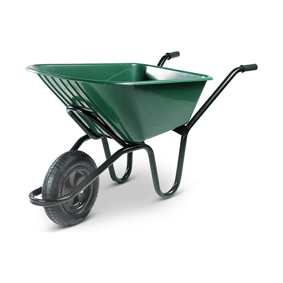 Walsall Wheelbarrows Green Super Mucker Plastic Wheelbarrow - 120 Ltr / 150Kg - With Puncture Proof Wheel