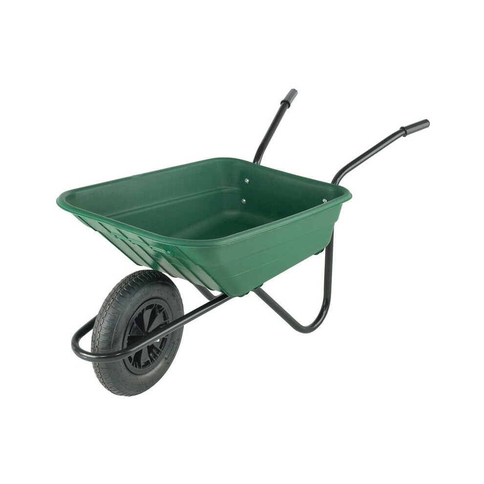 Walsall Wheelbarrows Green Bristol Shire Mucker Wheelbarrow - 90 Ltr / 120Kg - With Solid Wheel