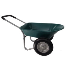 Two Wheel Plastic Green Wheelbarrow - 75 Ltr / 120kg - With Pneumatic Wheel