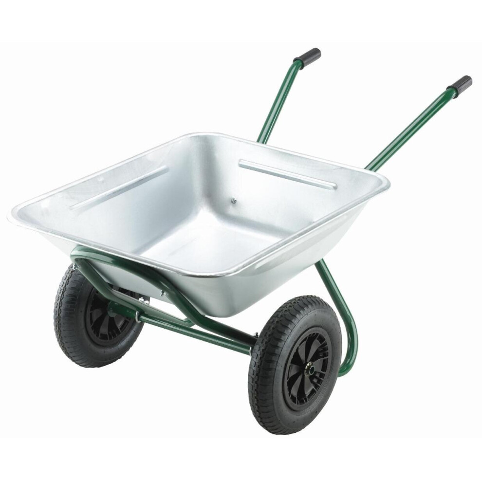 Walsall Wheelbarrows Walsall Landscaper Two Wheeled Tipper Galvanised Wheelbarrow - 142 Ltr / 150kg - With Puncture Proof Wheels